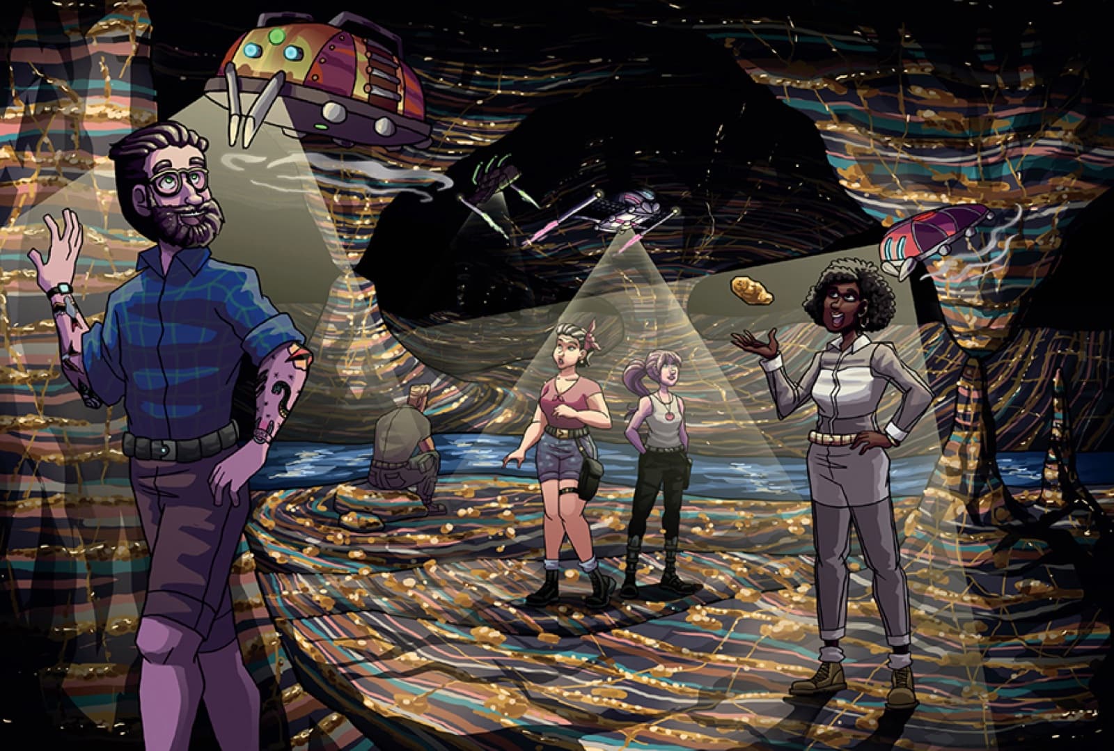 The team inside the sacred mine